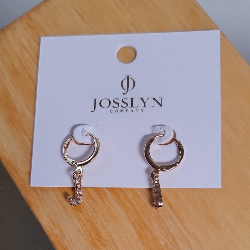 Gold Hoop Earrings with Charm (J)